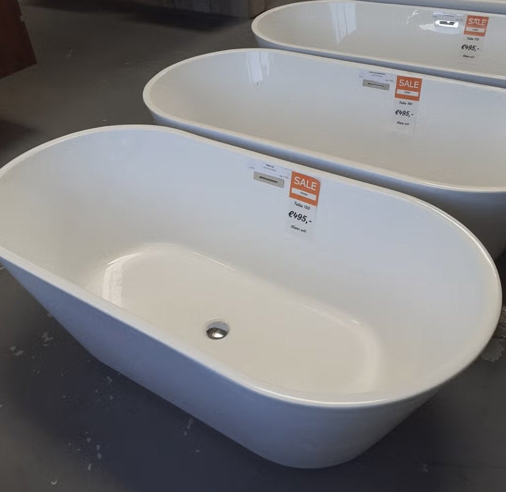 AANBIEDING! Bad, glans wit, vrijstaand, Acryl, Teika 150, Huis en Inrichting, Woonaccessoires | Overige, Nieuw, Wit, Ophalen of Verzenden