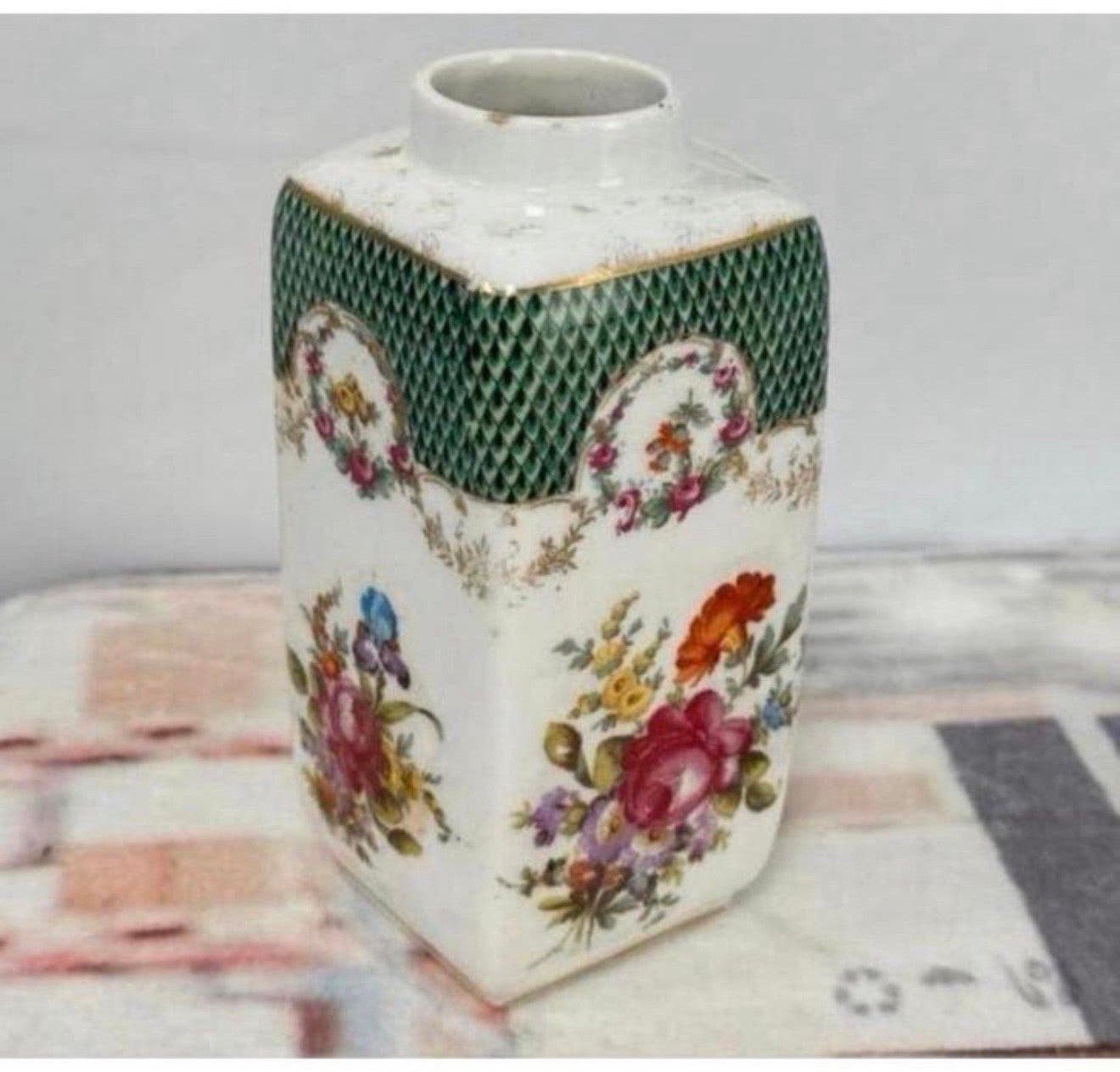 Vintage Porseleinen vaasje Vaas - Signed Prov SXE bloemen, Ophalen of Verzenden