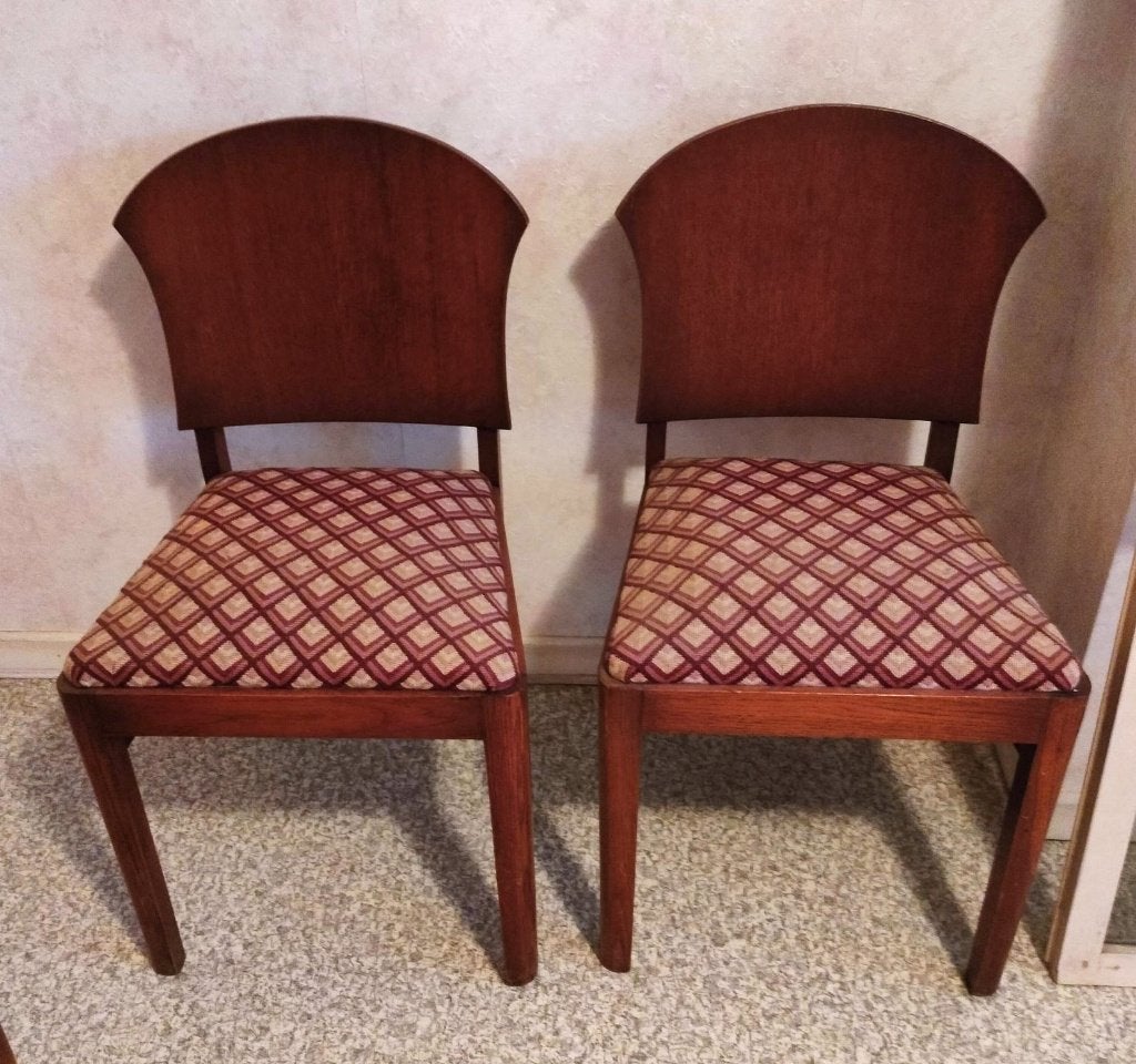Set van 2 Vintage Art Deco / Mid-Century Stoelen, Ophalen