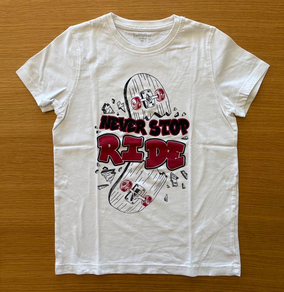 T-shirt blanc Skate - 10 ans - 4€, Kinderen en Baby's, Ophalen of Verzenden, Zo goed als nieuw, Jongen
