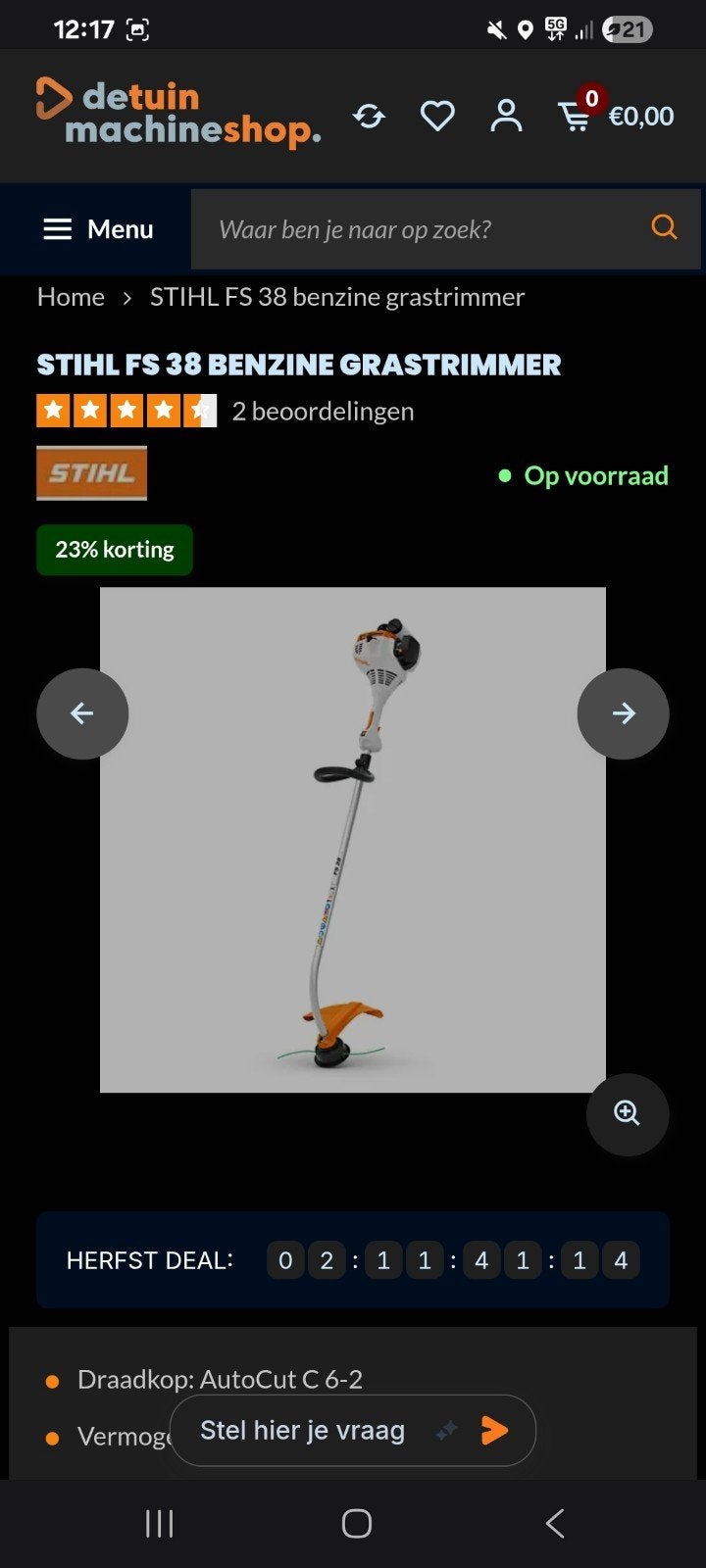 Sthil bosmaaier fs38 benzine, Enlèvement, 10 à 30 cm, Essence, Comme neuf