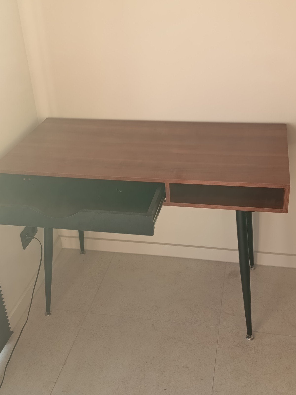 Vintage retro bureau van hout en zwart, Ophalen, Overige typen, 120 cm, Hout