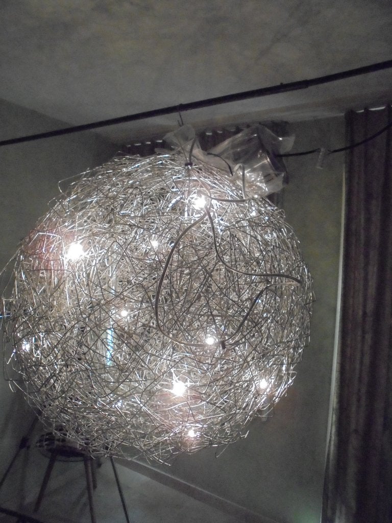 "Fil de Fer" hang- of vloerlamp, 80 cm diameter (geen C&S)., Huis en Inrichting, Gebruikt, Draadlamp of "Fil de Fer", Ophalen of Verzenden