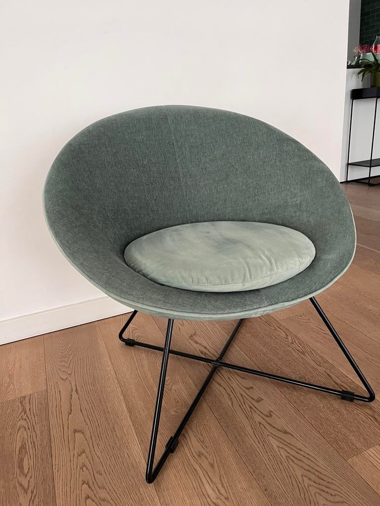 Kuipzeteltje green velvet, Huis en Inrichting, Fauteuils, Ophalen, Gebruikt, Stof