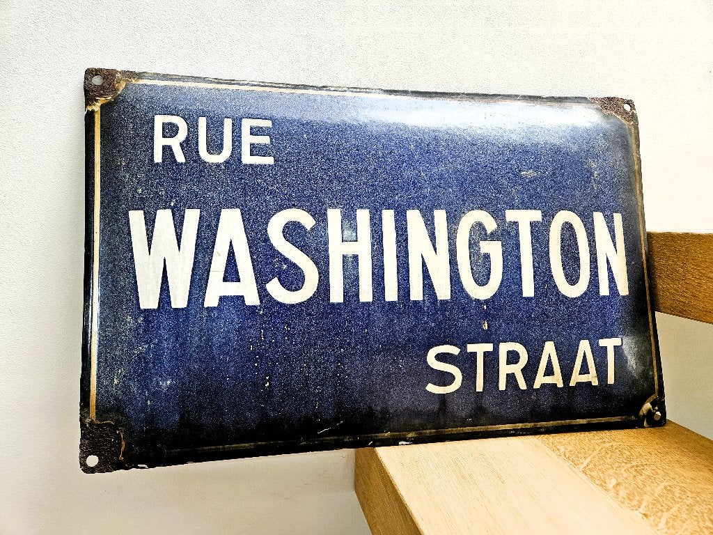 Plaque émaillée bombée - Rue Washington Straat (Bruxelles), Collections, Enlèvement ou Envoi