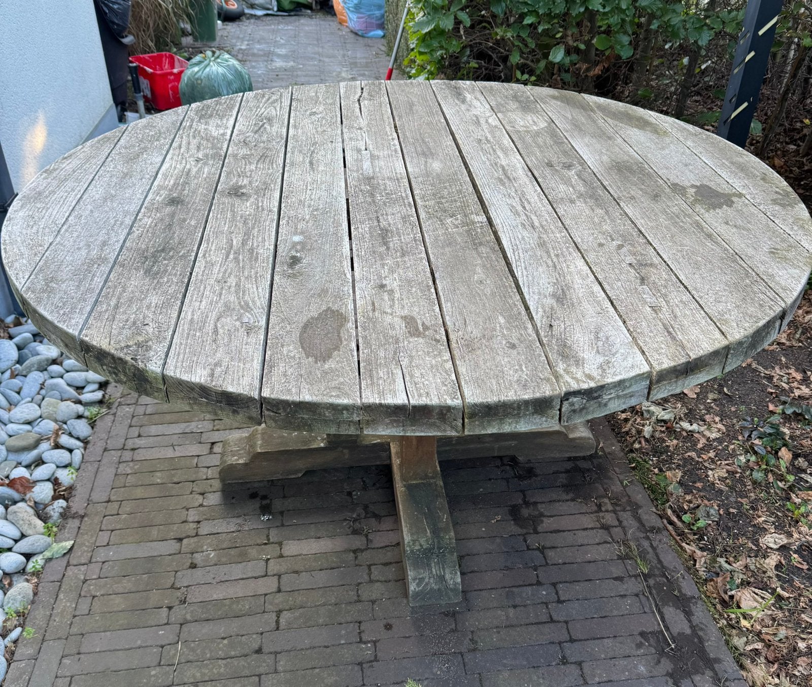 ronde houten tuintafel van Paco World Collections, Tuin en Terras, Ophalen, Gebruikt, Rond, Teakhout