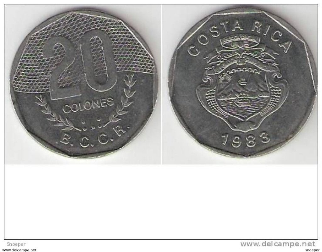 costa rica 20 colones 1983 km 216.1 unc, Timbres & Monnaies, Monnaies | Amérique, Envoi, Amérique du Sud, Monnaie en vrac