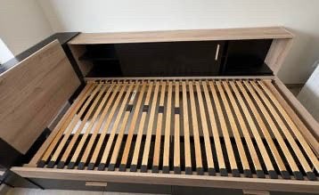 Bed weba moet snel weg, Ophalen, Gebruikt, 90 cm, Zwart / bruin / opbergruimte