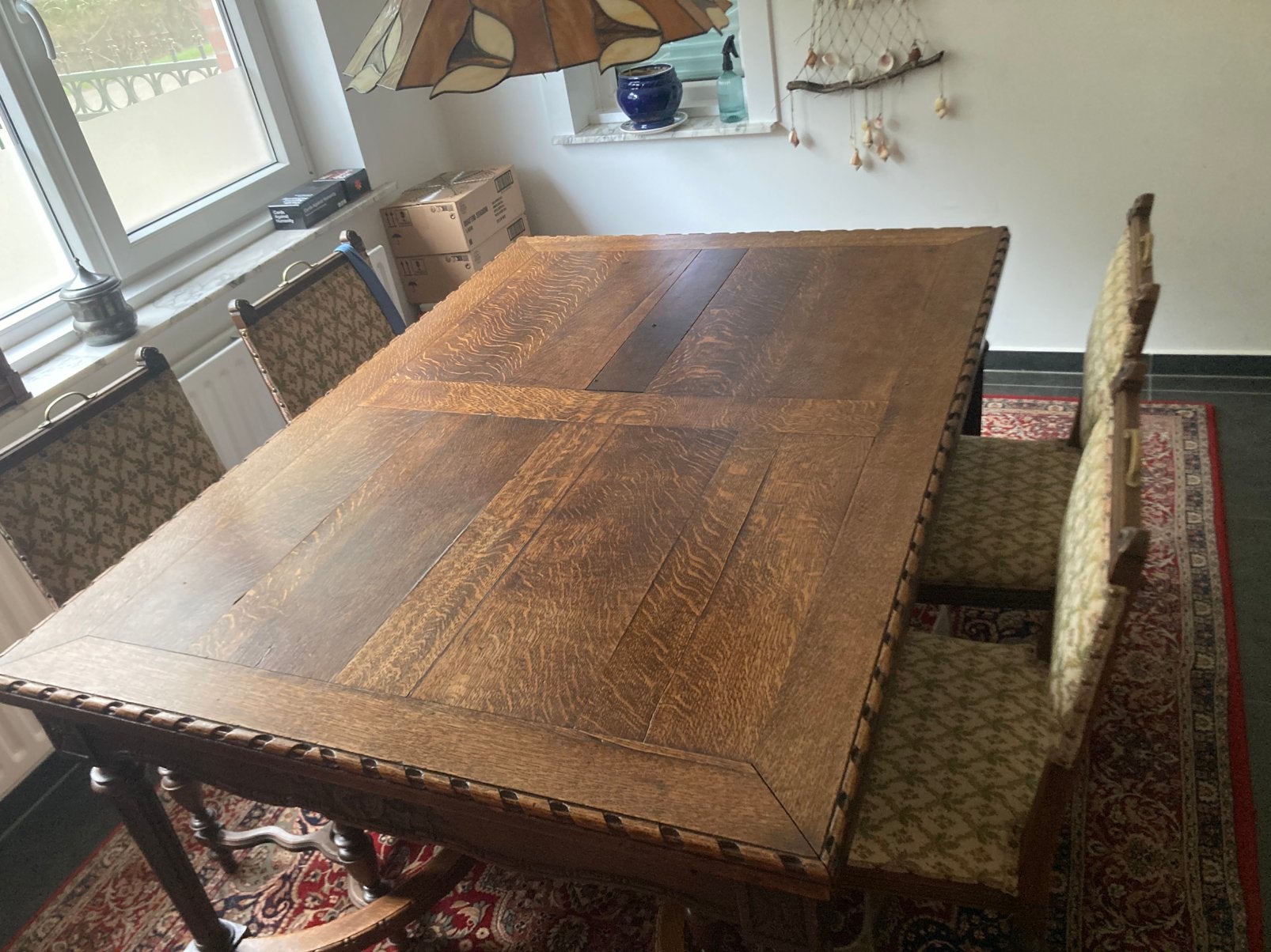 Volledig uitschuifbare eettafel, Huis en Inrichting, Ophalen, Gebruikt, 100 tot 150 cm, Eikenhout