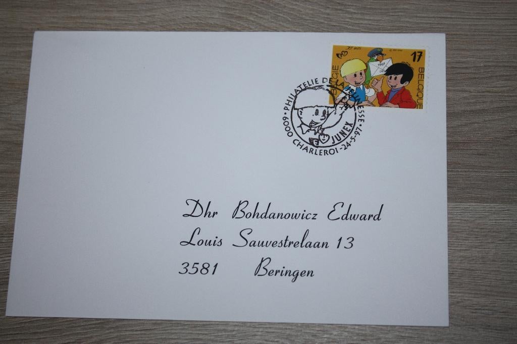 Jommeke zegel , eerste dag stempel op omslag 1997, Ophalen of Verzenden, Overige figuren, Nieuw, Overige typen