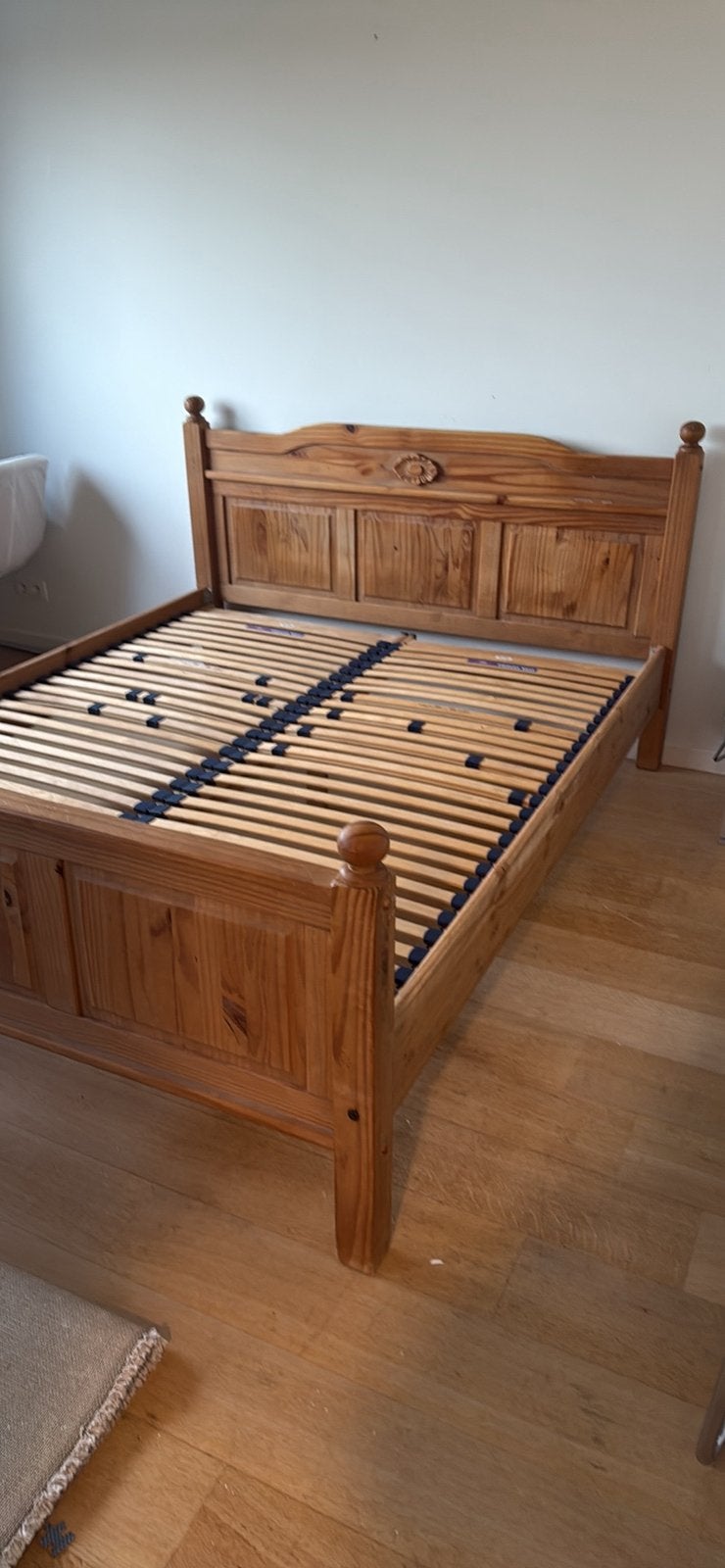 Grenen bed 160x200, Ophalen, Gebruikt, Tweepersoons, Bohème
