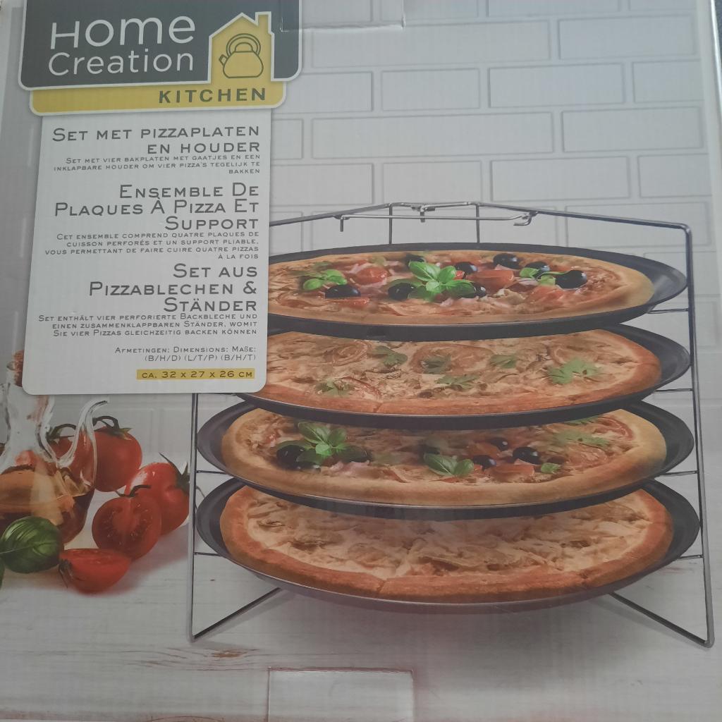 SET PIZZAPLATEN EN HOUDER - HOME CREATION, Ophalen of Verzenden, Nieuw, Overige typen