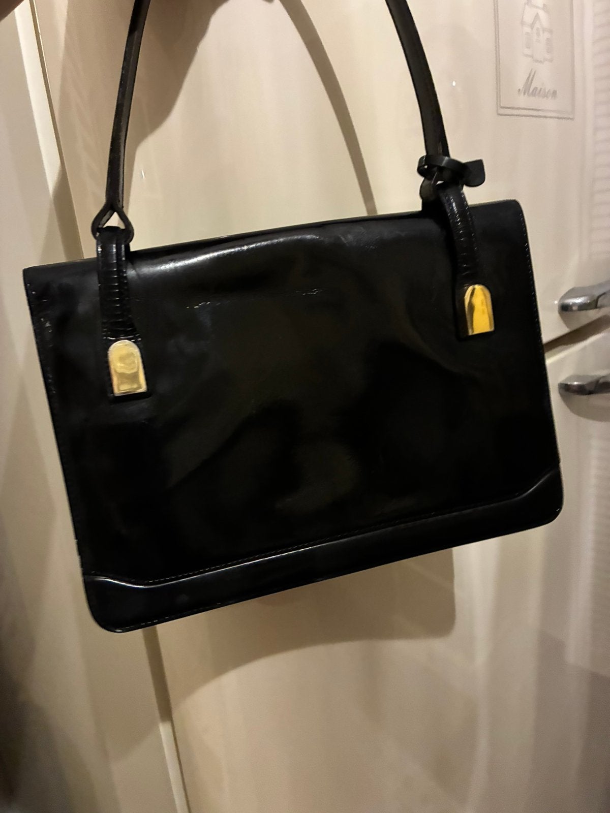 Delvaux vintage lederen tas in lakleder, Ophalen of Verzenden, Zo goed als nieuw