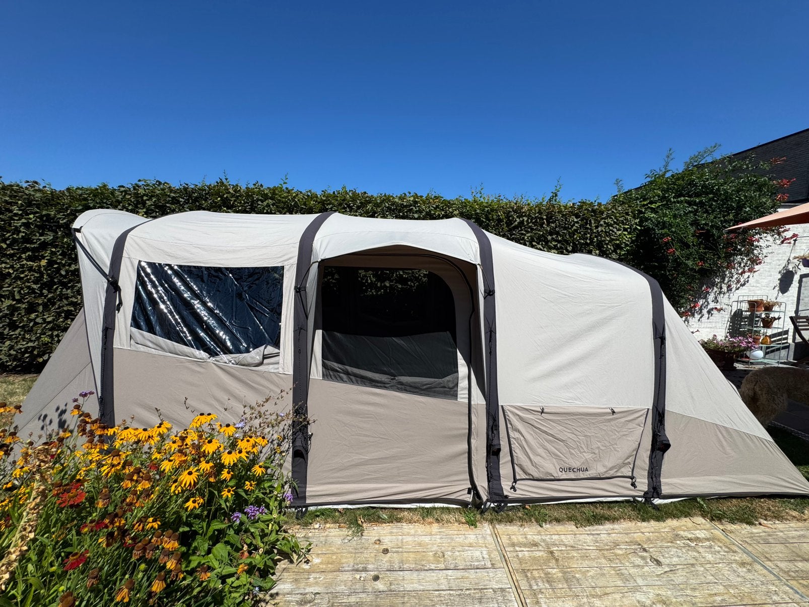 Tent: Quechua Air Seconds 6.3 Polykatoen, Caravans en Kamperen, Ophalen, Zo goed als nieuw, Tot en met 6