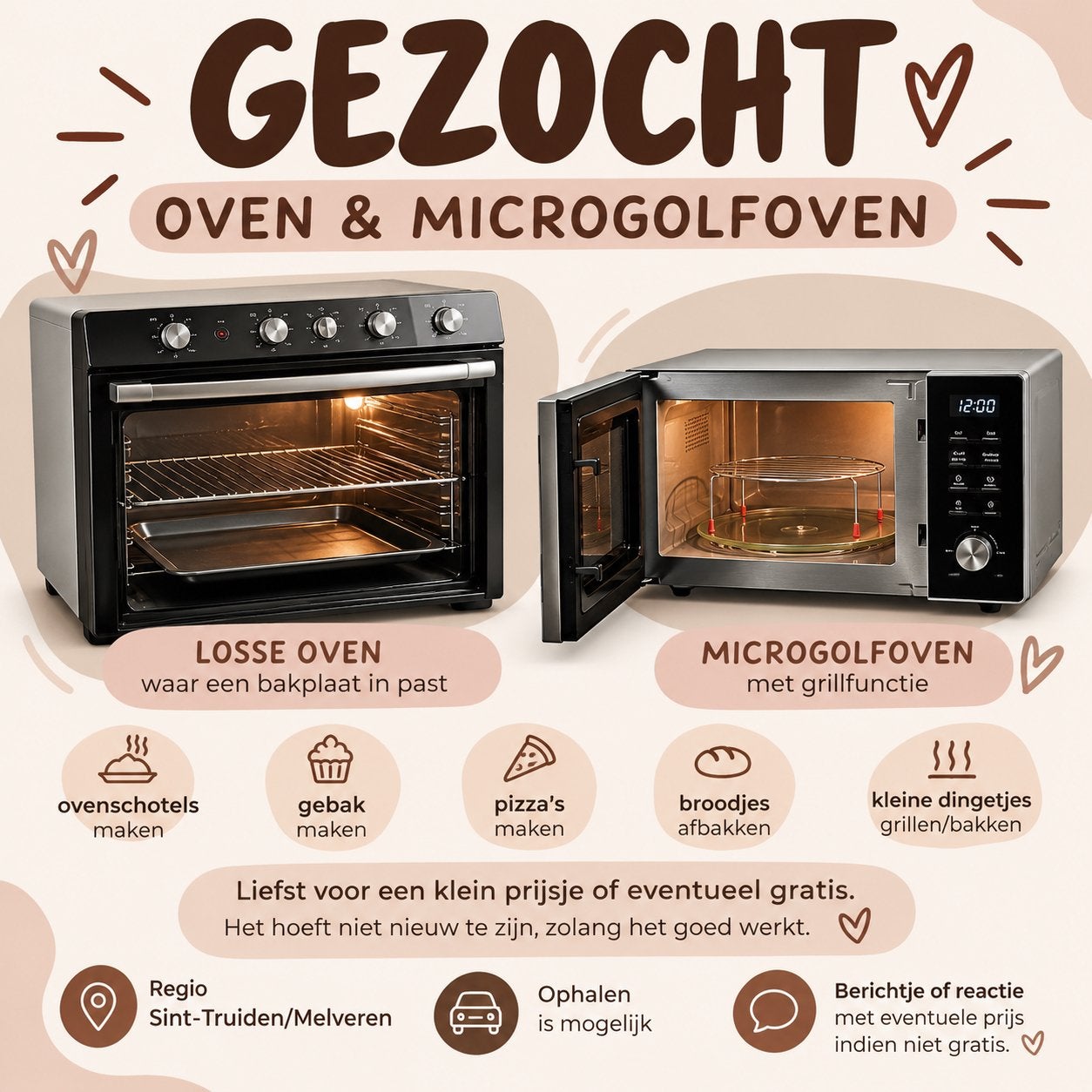 GEZOCHT: OVEN & MICROGOLFOVEN, Electroménager, Four avec gril, Comme neuf, Enlèvement, Plaque tournante