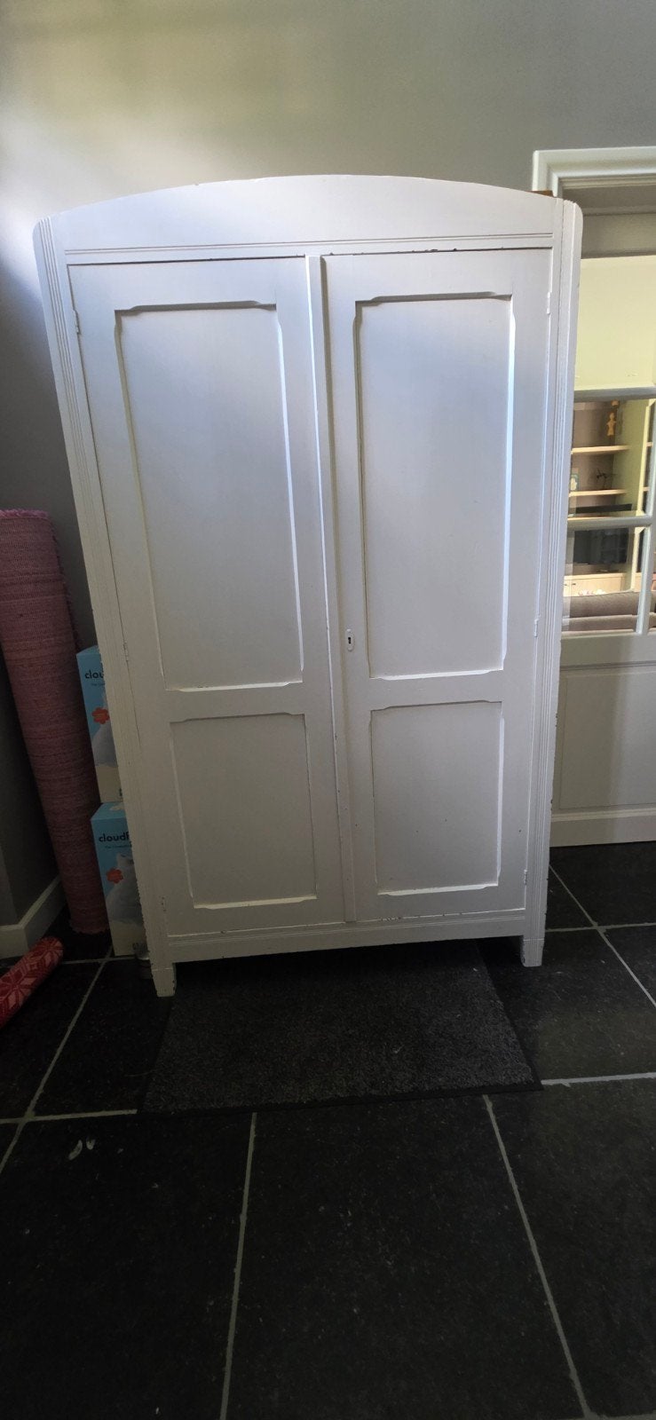 Mooie oude landelijke kledingkast – brocante/vintage – witPr, Ophalen