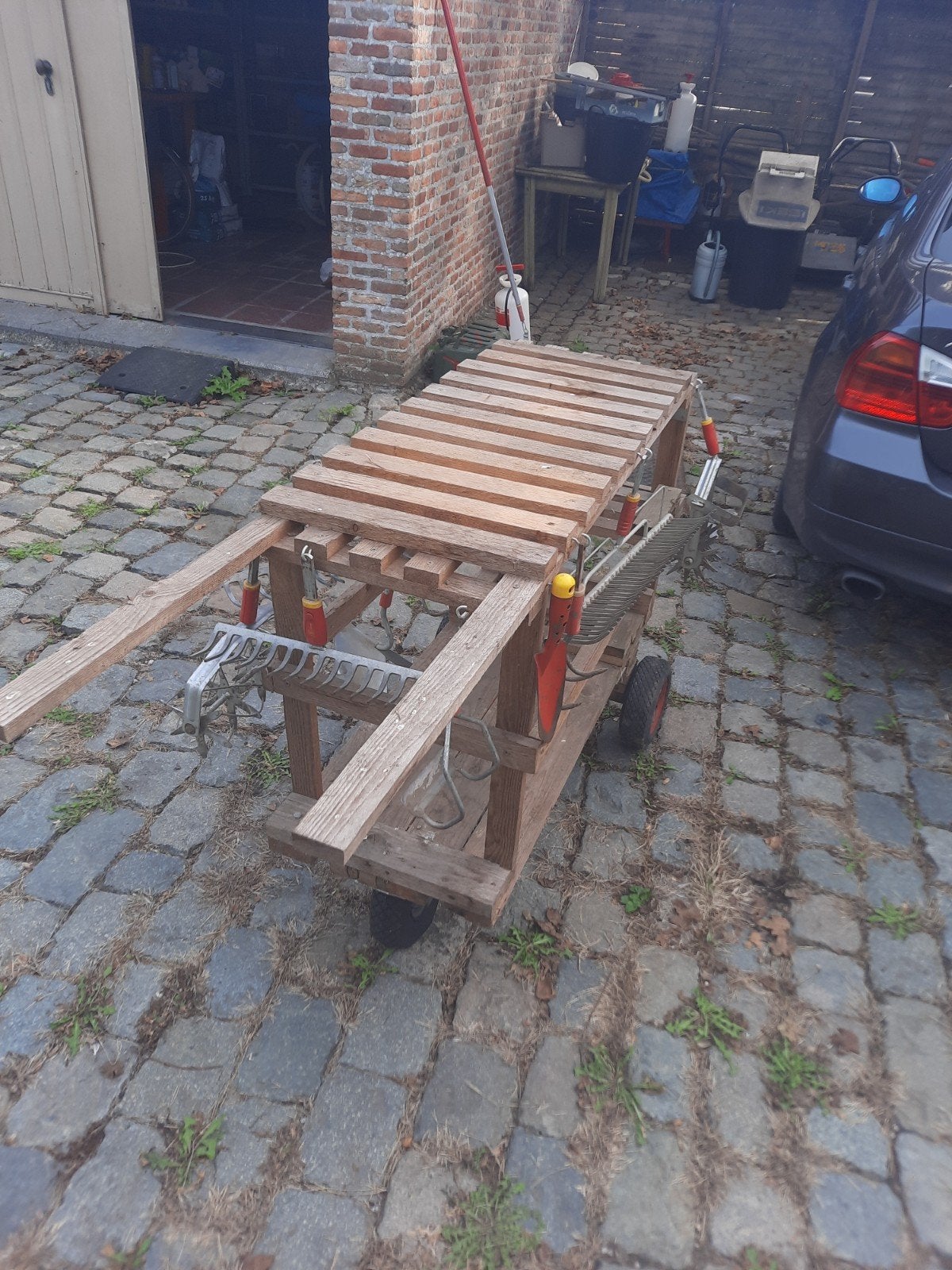 Houten tuinkar., Tuin en Terras, Ophalen