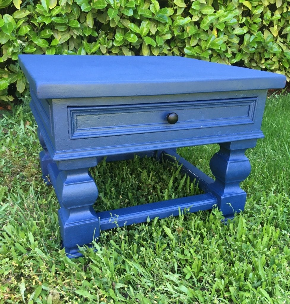 gerestyled tafeltje in grijzig blauw, Ophalen, Gebruikt, 50 tot 100 cm, Vierkant