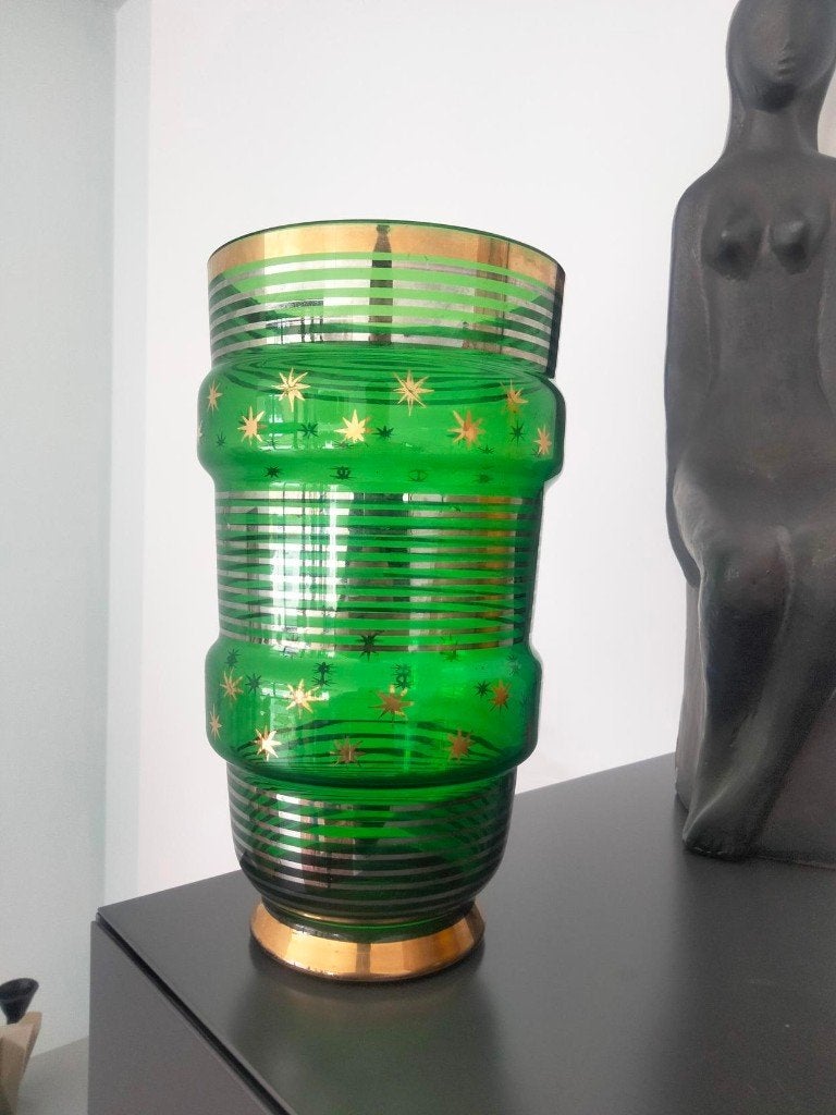 1950s vintage vaas glas in Art Deco stijl, Enlèvement