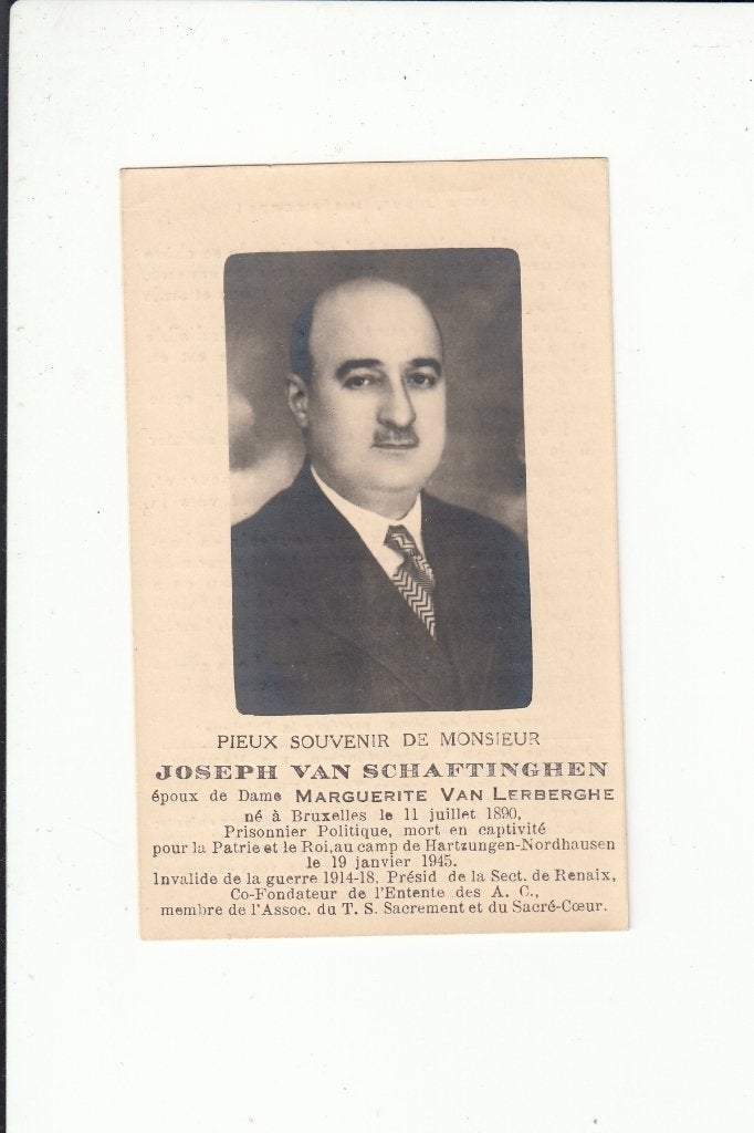Slachtoffer WO II - Brussel - kamp Nordhausen 1945, Verzamelen, Bidprentjes en Rouwkaarten, Verzenden, Bidprentje
