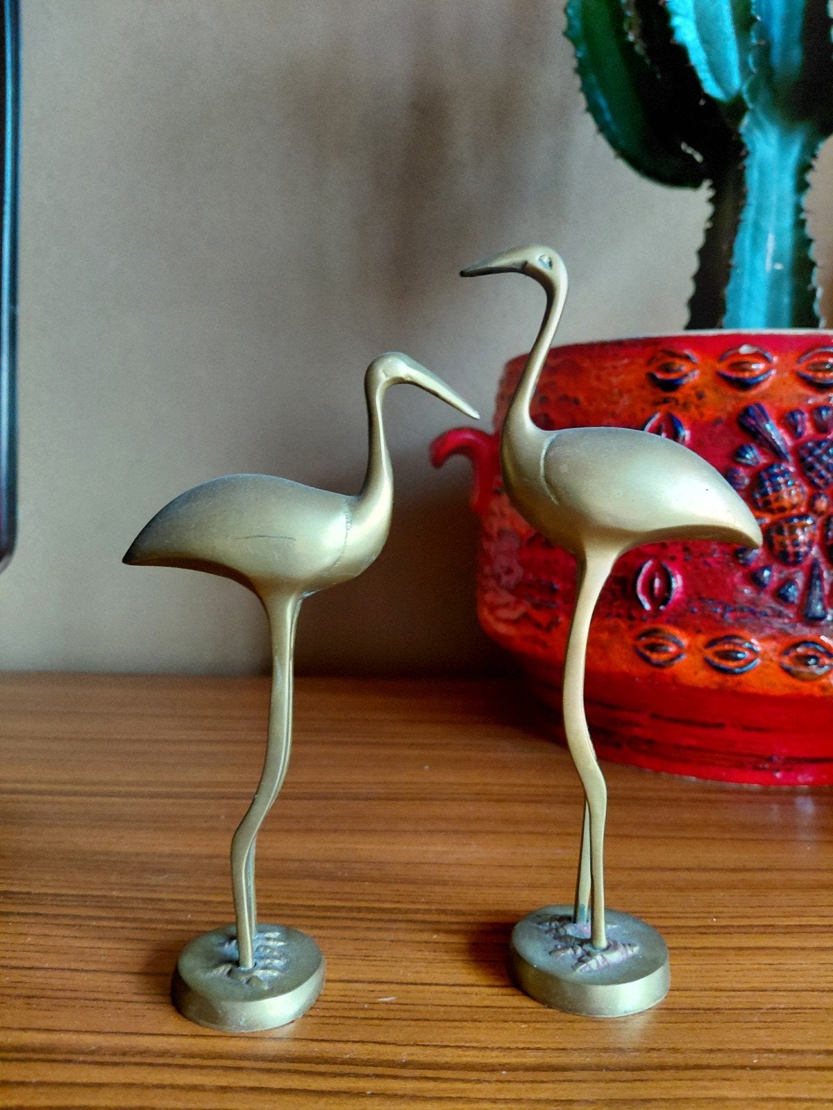 vintage set van 2 messing kraanvogels, Antiek en Kunst, Kunst | Designobjecten, Ophalen, Set