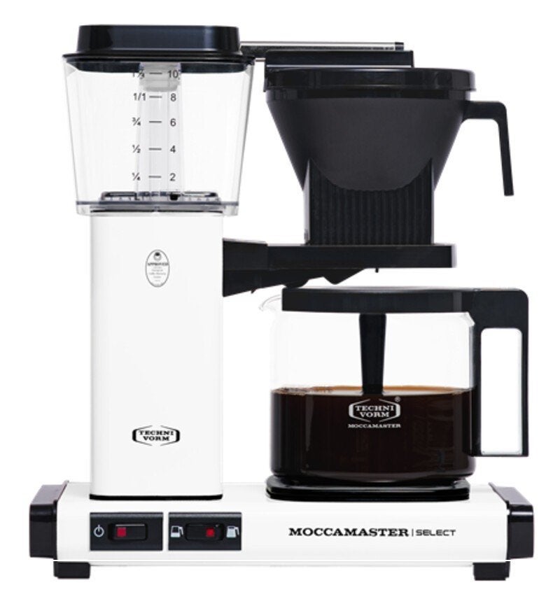 Moccamaster KBG Select – Wit – Zo goed als nieuw, Elektronische apparatuur, Ophalen, 10 kopjes of meer, Koffiemachine, Gemalen koffie