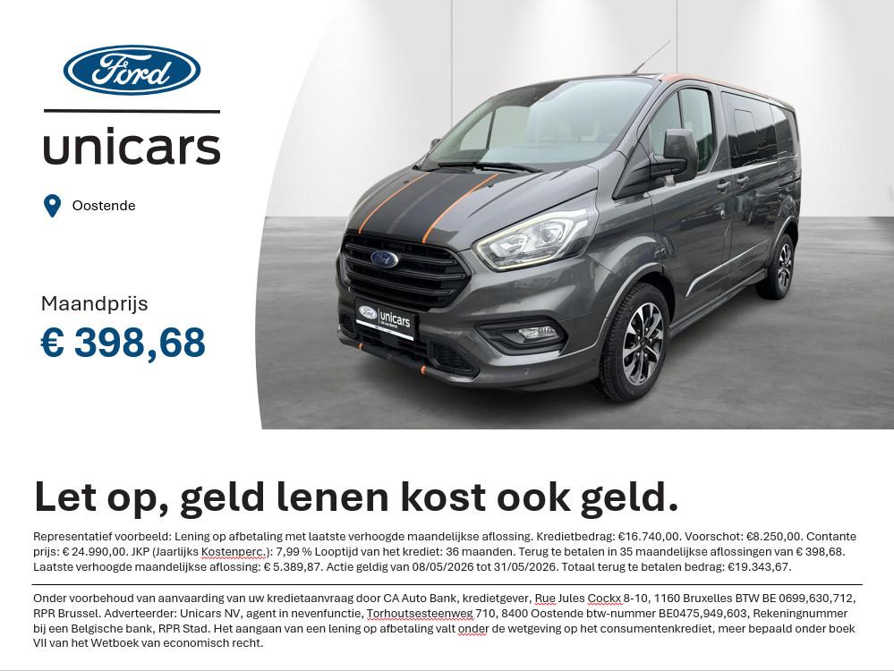 Ford Transit Custom 320S 2.0TD185Pk/136Kw A6 FWD Sport DC Du, Stof, 4 cilinders, 223 g/km, Bedrijf
