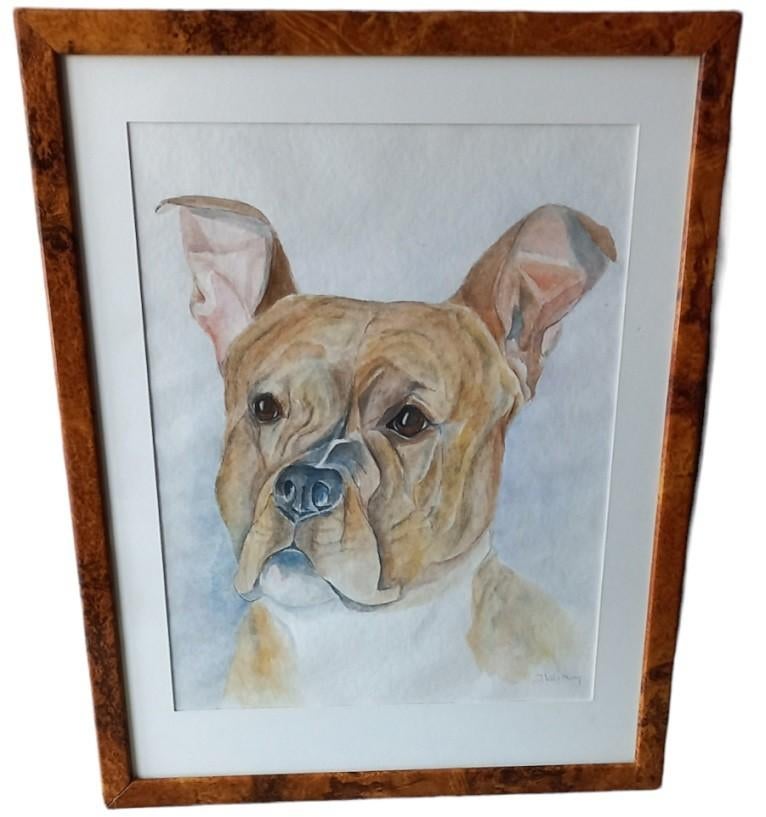 aquarel J. Van Roey "hond"., Antiek en Kunst, Ophalen