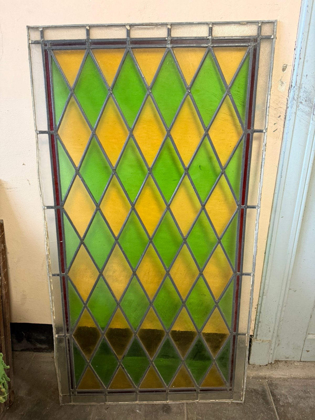 12 glas in lood ramen (geel/groen/rood), Bricolage & Construction, Vitres, Châssis & Fenêtres, Utilisé, Vitrail, Enlèvement