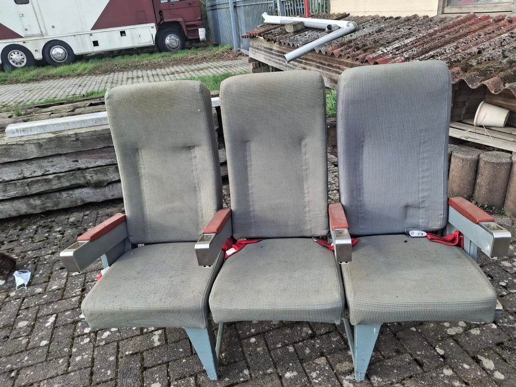 Vintage deense groenlandse vliegtuigzetels, Huis en Inrichting, Ophalen, Gebruikt