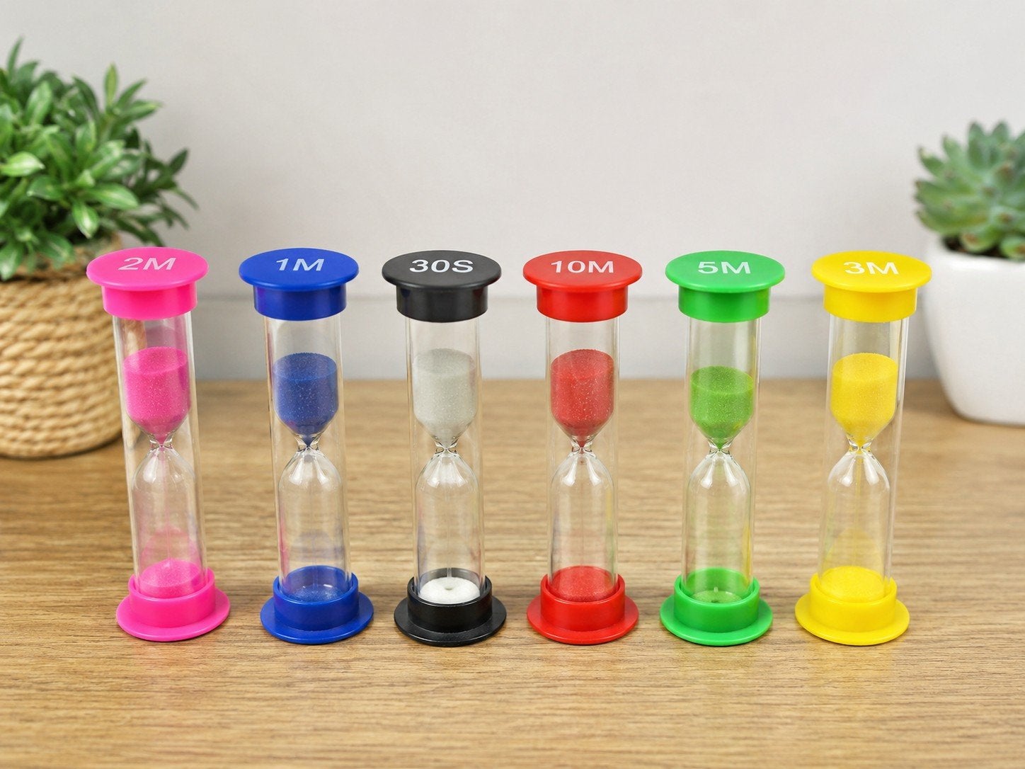 Lot de 6 sabliers colorés – différentes durées, Enlèvement, Neuf