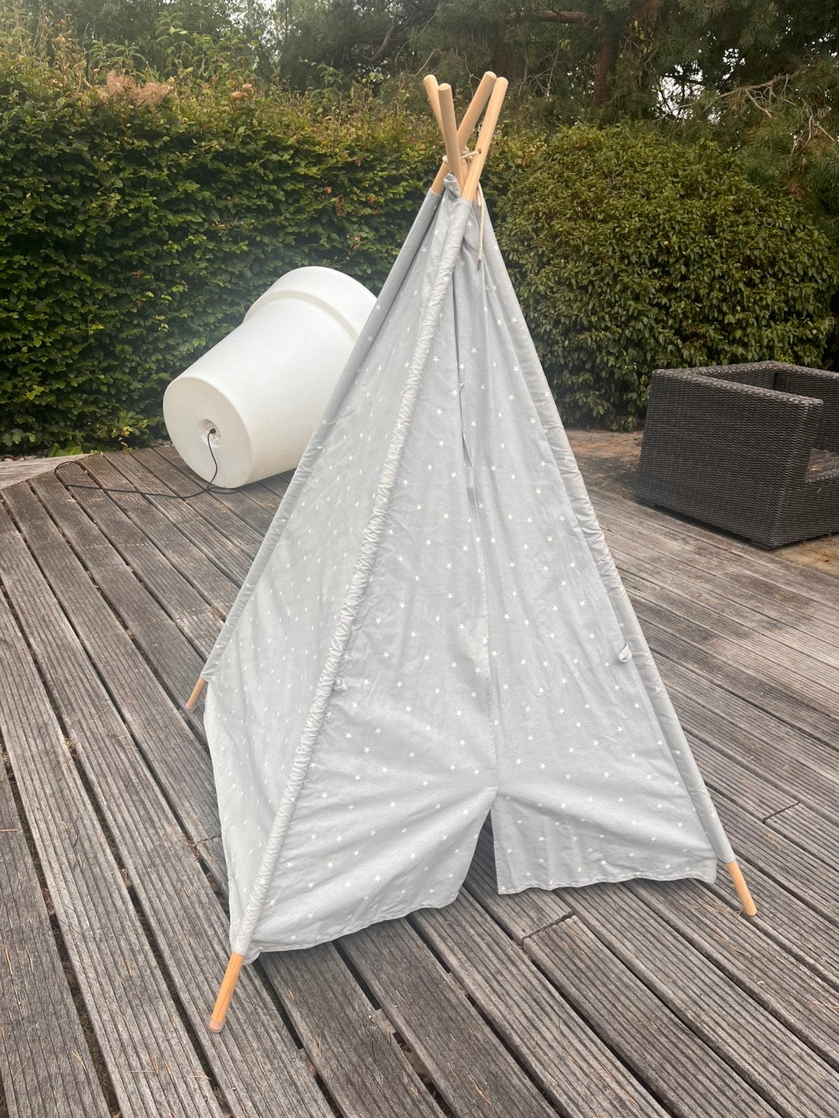 Tipi-tent voor kinderen - Lichtgrijs met sterrenprint, Ophalen, Zo goed als nieuw