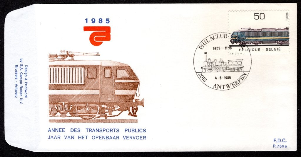 2174 FDC Jaar van het openbaar vervoer 4-5-1985, Verzenden, Gestempeld, 1e dag stempel, Gestempeld