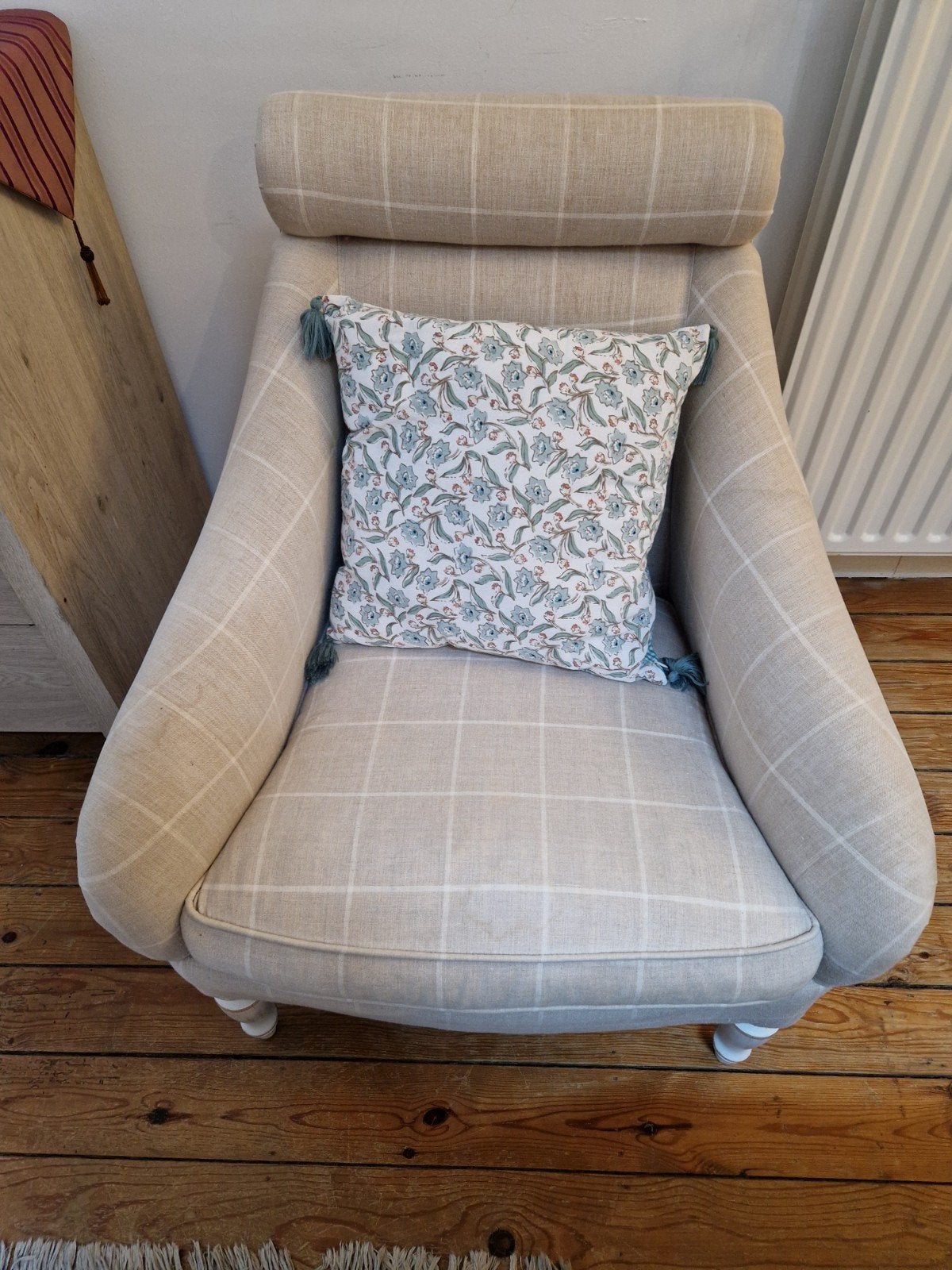 Petit fauteuil, revêtement beige en lin, Maison & Meubles, Enlèvement