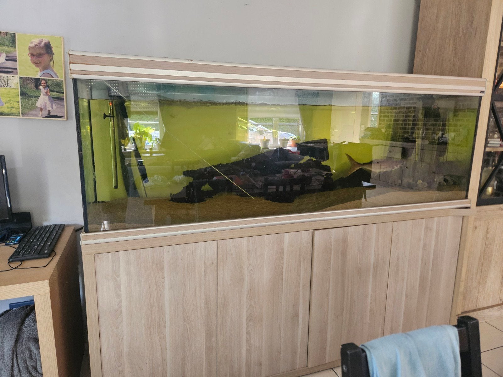 aquarium aqualantis 2m , kast en alle toebehoren te koop, Dieren en Toebehoren, Ophalen, Gebruikt, Aquatlantis, Inclusief deksel