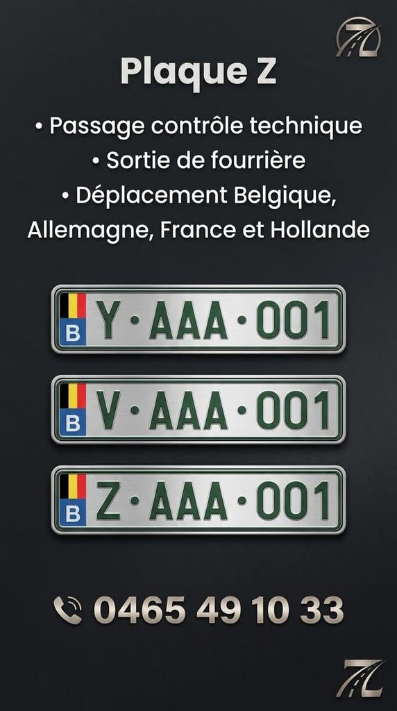 Plaque z passage controle technique. Deplacement véhicules., Envoi