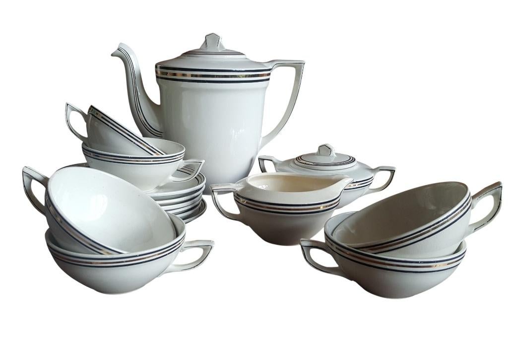 Art Deco keramische koffieset Manufacture de Nimy, Ophalen
