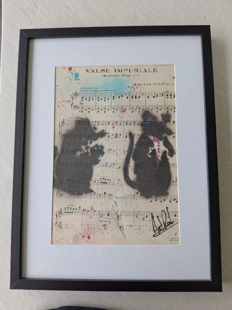 Kunstwerk - Banksy tribute - ingekaderd - 30x40cm, Ophalen of Verzenden, Echtheidscertificaat, Abstract