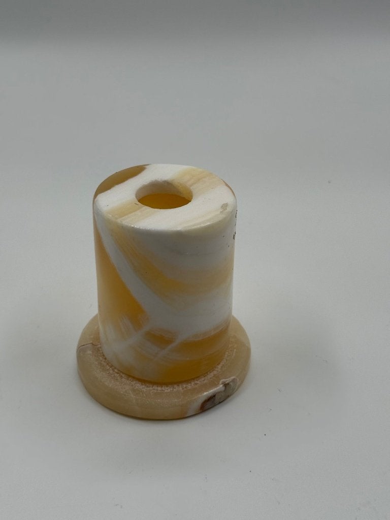Vintage kandelaar in gebeeldhouwd onyx, Antiek en Kunst, Ophalen of Verzenden