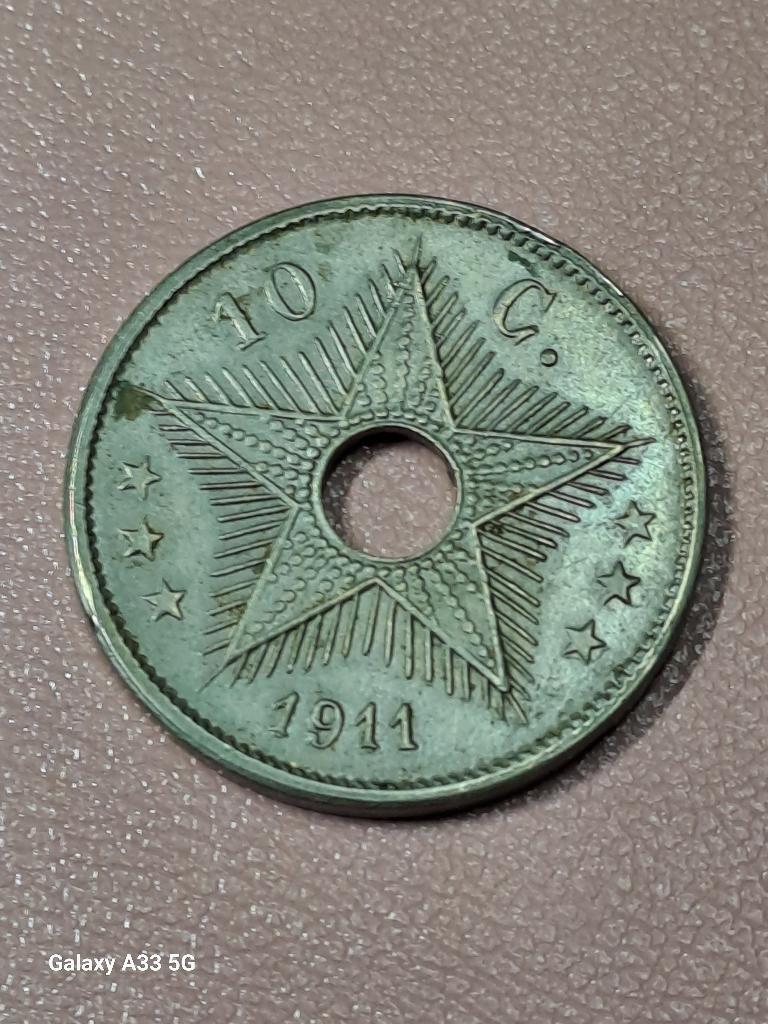 Congo-Belge,  10 cents 1911, Enlèvement ou Envoi, Autres pays, Monnaie en vrac