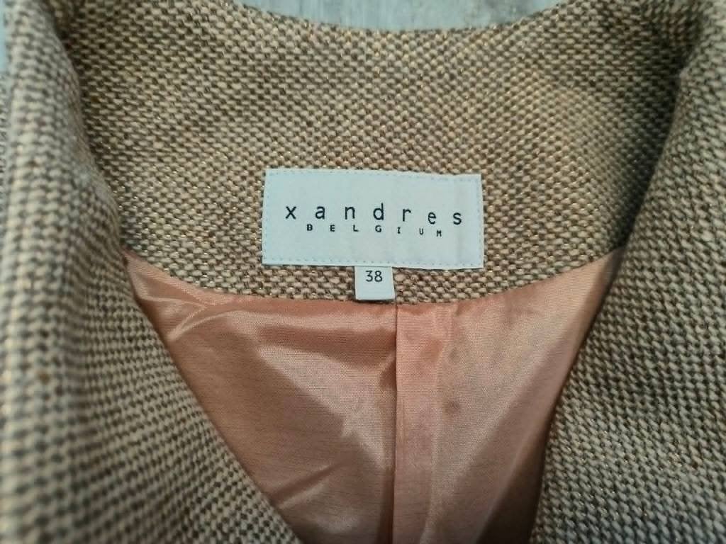 Wollen mantelpak Xandres mt 38/40, Maat 38/40 (M), Kostuum of Pak, Beige, Ophalen of Verzenden