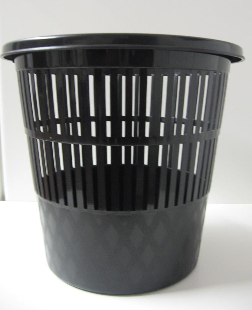 Ronde zwarte prullenbak in pvc, hoogte 27 cm., Ophalen, Zo goed als nieuw