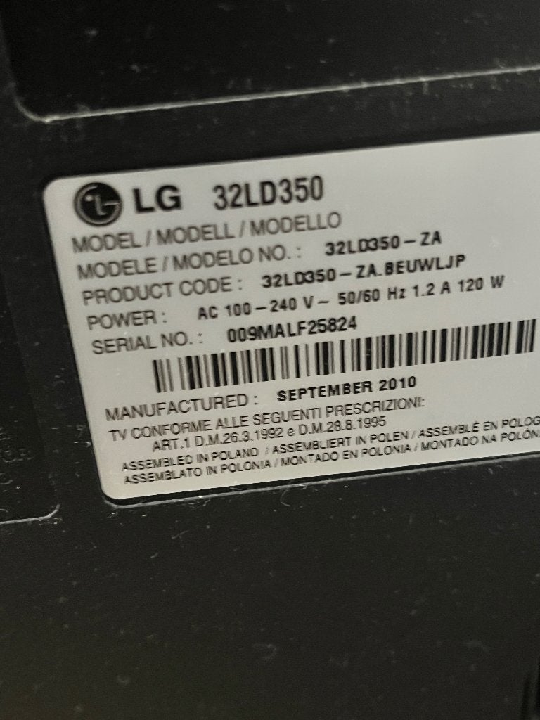 Televisie LG 32LD350, Ophalen, Gebruikt, 50 Hz, LCD