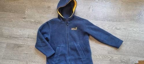 blauwe fleece trui / jas Jack Wolfskin maat 128, Gebruikt, Jongen of Meisje, Jack Wolfskin, Ophalen of Verzenden