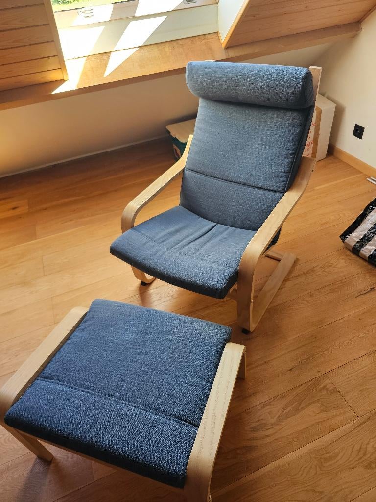 Fauteuil avec repose-pieds ikea, Maison & Meubles, Enlèvement, Comme neuf, Tissus