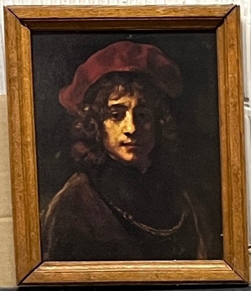 Oude schilderijkaders met o.a. kopie Rembrandt en Vermeer, Ophalen of Verzenden