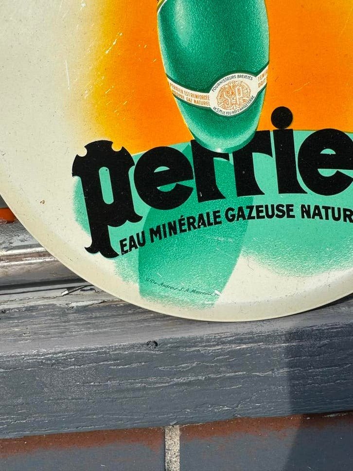 Vintage Perrier  Reclamebord - Metaal -