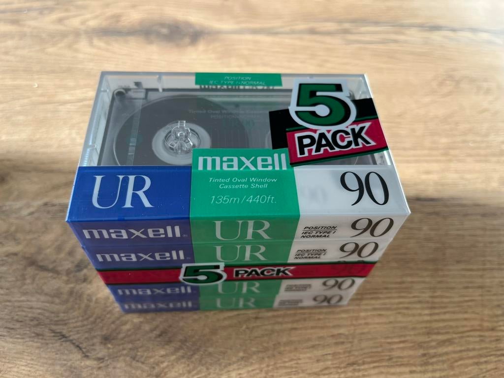 Maxell UR 90 5 pack cassettes, Cd's en Dvd's, Cassettebandjes, Ophalen of Verzenden, Nieuw in verpakking, Origineel