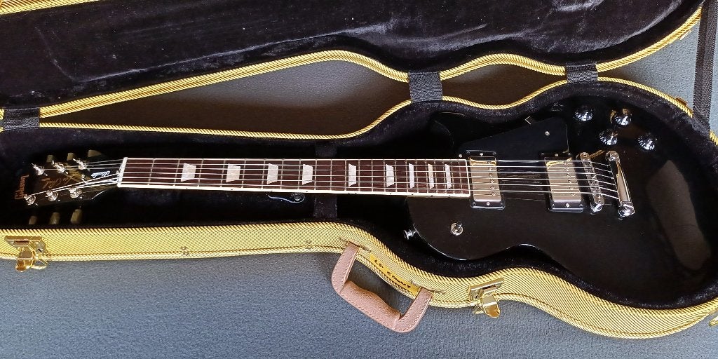 Gibson Les Paul Studio zwart + Greenybucker + binding, Muziek en Instrumenten, Snaarinstrumenten | Gitaren | Elektrisch, Zo goed als nieuw