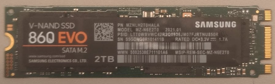 2TB Samsung SSD SATA M.2, Computers en Software, Intern, 2TB, Gebruikt, Ophalen of Verzenden